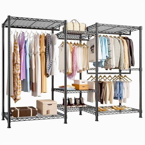 Raybee Heavy Duty 900Lbs Hanging Clothes Rack, 77" H x 69" W x 16" D, Black