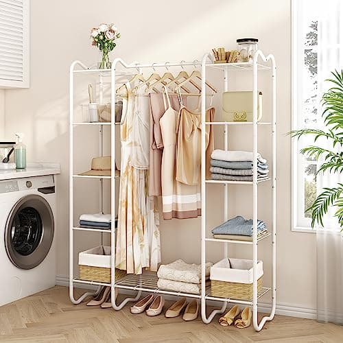 Portable Closet and Clothes Rack with Shelves