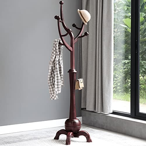 Wooden Coat Rack with 8 Hooks - Creative Tree Branch Design for Entryway, Hallway, Bedroom - Holds up to 160lb