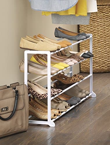 Whitmor White 4 Tier 20 Pair Floor Shoe Rack