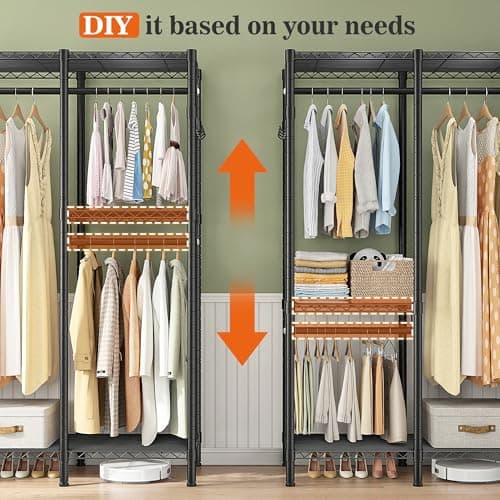 Raybee Heavy Duty Clothing Rack 910LBS, 75" H x 75" W, Black