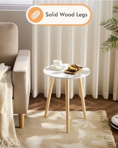 Apicizon White Round Side Table Set of 2, Modern Living Room Nightstand