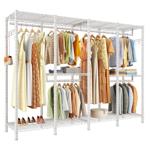 Raybee Heavy Duty Clothing Rack 910LBS, 75" H x 75" W, Black