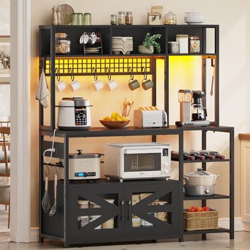 Itaar 47.2 Inch Farmhouse Coffee Bar Cabinet with Storage and Power Outlet