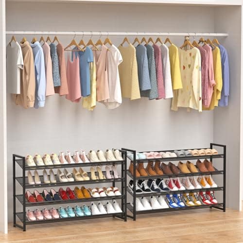 Heavy Duty 8 Tier Metal Shoe Organizer, Up to 50 Pairs, Black