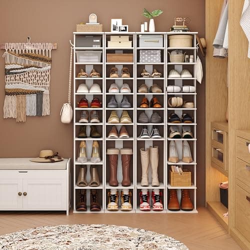 HOMEFORT 10-Tier Vertical Shoe Rack, White Storage Stand for Entryway Closet