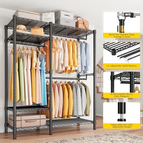 Raybee Heavy Duty 780LB Clothing Rack, Adjustable Metal Closet, Black
