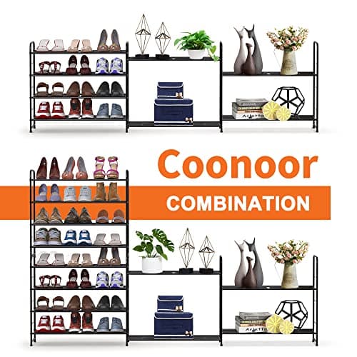 Coonoor Black 4 Tier Stackable Wire Shoe Organizer
