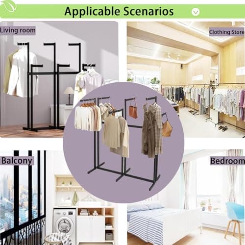 Heavy Duty 450 LBS Standing Rolling Clothing Rack, 6 Arms & Adjustable Shelves, Black
