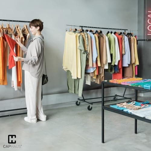 CAPHAUS Rolling 220LBS Capacity Clothing Rack, Adjustable & Extendable Black