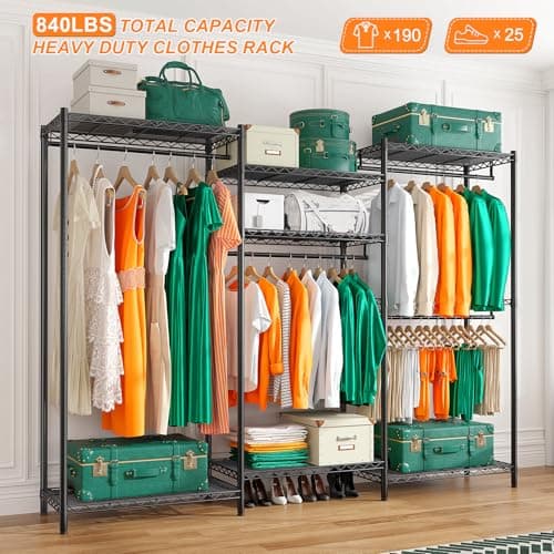 Raybee Heavy Duty 840 LBS Metal Clothes Rack, Black