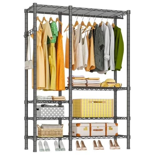 Black Heavy Duty 3-Tier Metal Wire Closet Organizer with 2 Rods, Max 800LBS Load