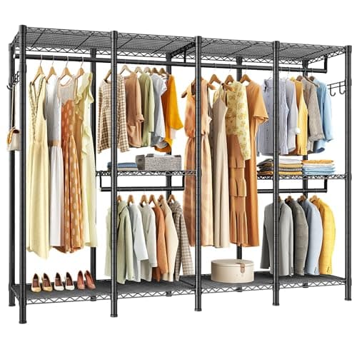 Raybee Heavy Duty Clothing Rack 910LBS, 75" H x 75" W, Black