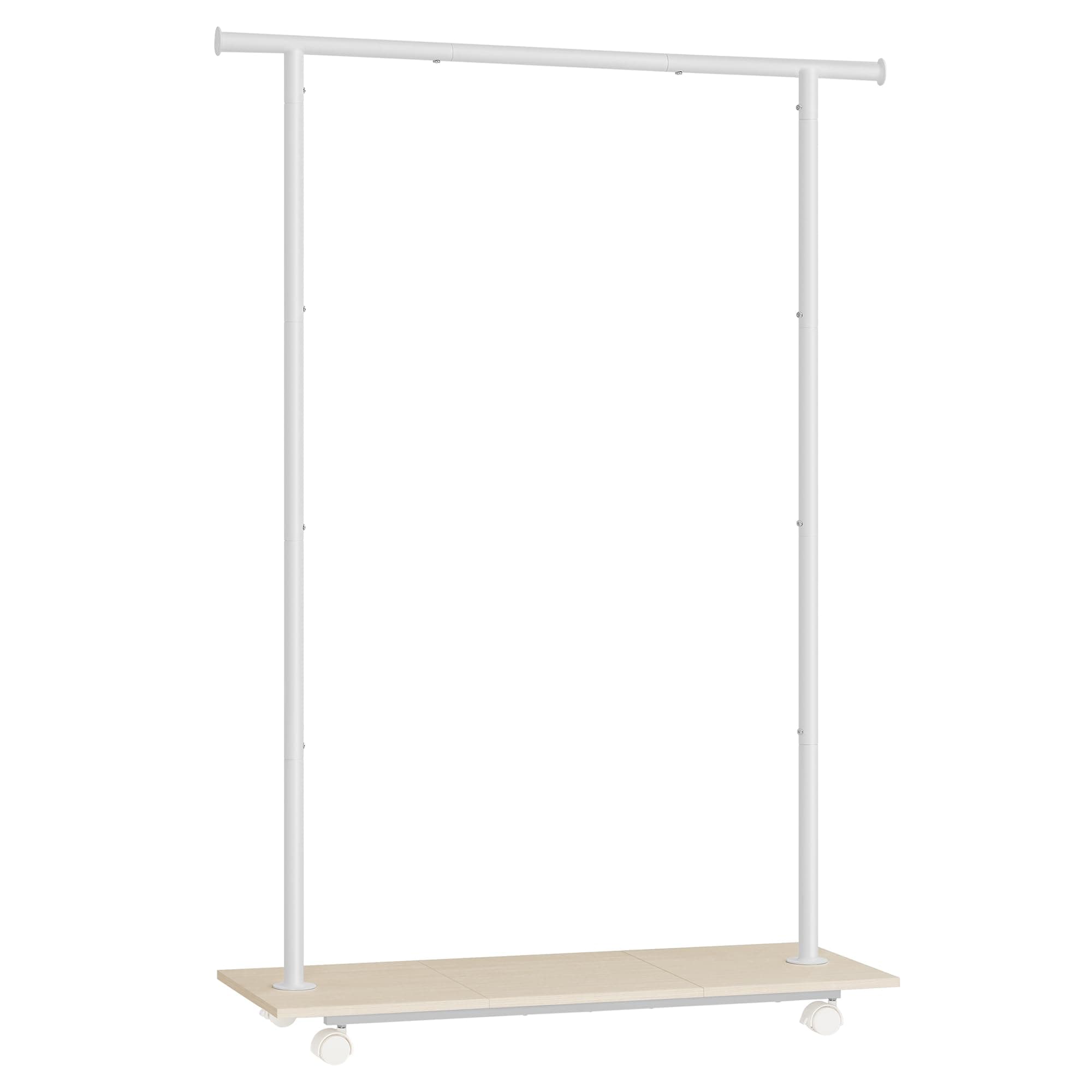 SONGMICS 38.8-Inch Metal Clothing Rack with Shelf, Up to 110 lbs, Natural Beige & Cloud White