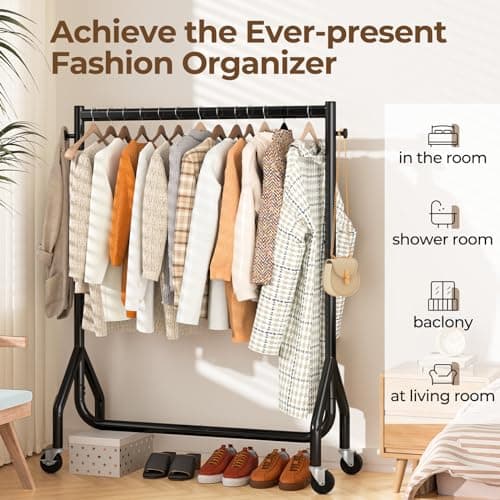 Heavy Duty Rolling Clothes Rack for Hanging Clothes - 420 LBS Capacity, 48 inches