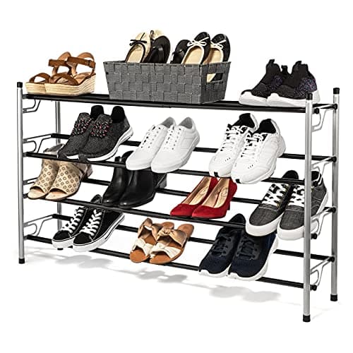 Sturdy Metal Shoe Organizer, 4-Tier Expandable Shelf for Entryway and Closet | Space Saver