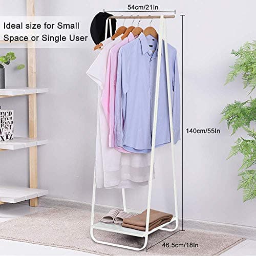 JEFEE 1-Tier Mini Clothes Rack with Shelf - Storage for Small Spaces, Entryway, Bedroom, White