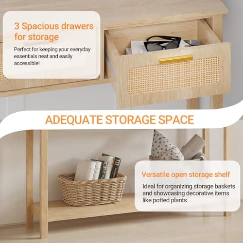 Elyken 51.2" Boho Narrow Entryway Table with Storage Drawers