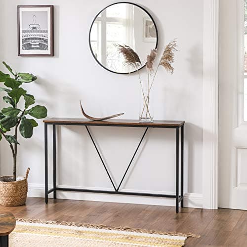 VASAGLE Rustic Brown & Ink Black Narrow Entryway Sofa Table ULNT020B01