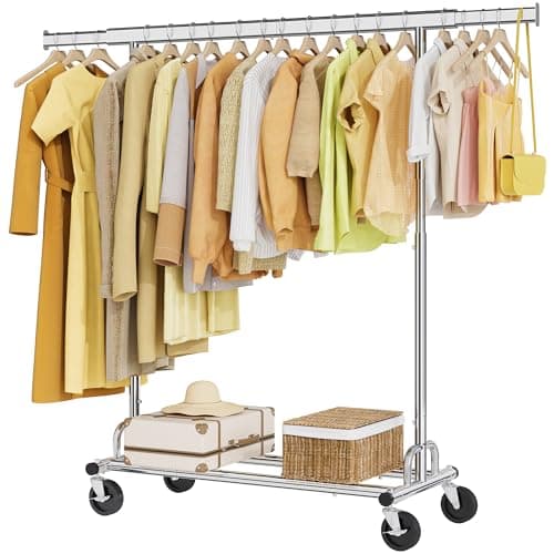 Chrome Heavy Duty Tajsoon Clothes Rack 350 LBS Hanging with Wheels