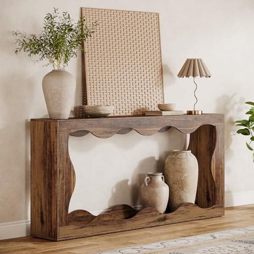 Tribesigns 63 Inches Farmhouse Console Table with Storage, Brown