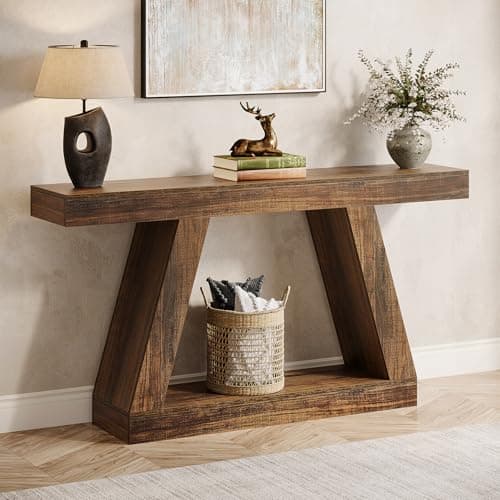 Tribesigns Rustic 55-Inch Farmhouse Console Table with Storage