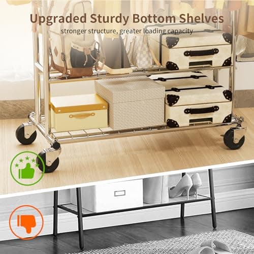 Heavy Duty 620LBS Collapsible Clothing Rack with Wheels, CR-Y