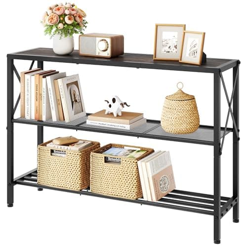 Hoctieon Industrial 3-Tier Console Table for Entryway and Hallway