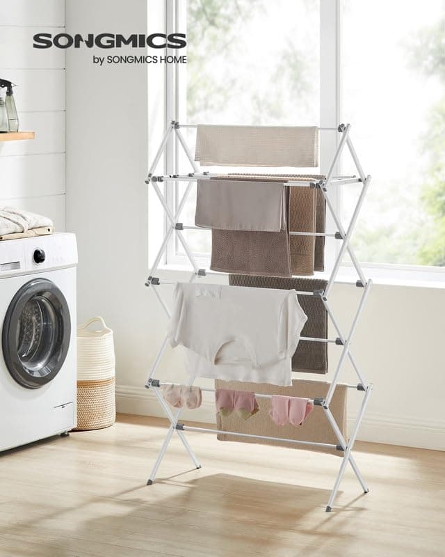 SONGMICS Folding White Outdoor Clothes Drying Rack ULLR770W01
