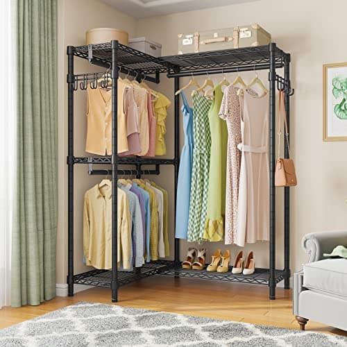 Vipek L4S Corner L-ShapedClothing Rack, Black, Heavy Duty, 810LBS Max Load