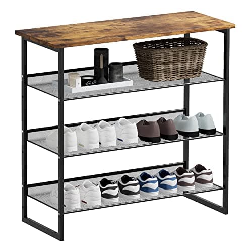 Garden 4 You 6-Tier Shoe Storage Rack, Brown Wooden Top, Large Capacity