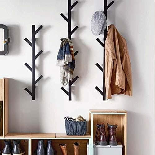 Premium Black Wall Mount Coat & Hat Rack - Modern Design