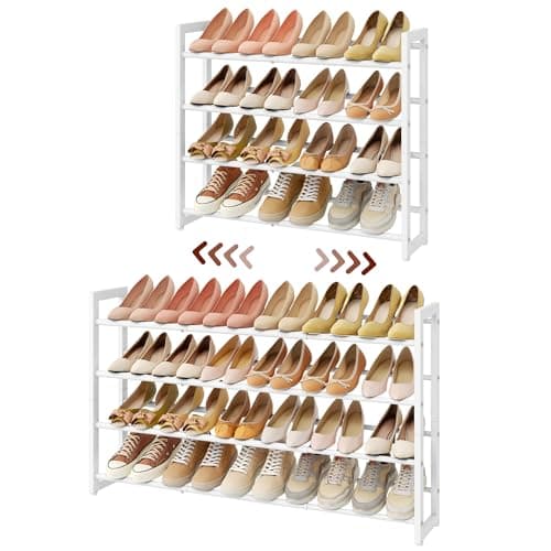 Favoisty 3-Tier Silver Grey Expandable Shoe Rack Savings Space Storage Organizer
