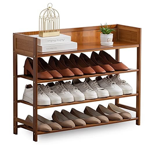Bamboo Latifolia 4-Tier Shoe Organizer, Brown (31.50"L)