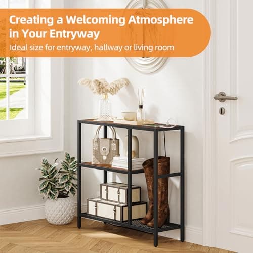 Snughome Console Table with Storage & USB Ports, 31.5" Luellia Narrow Sofa Table for Hallway & Living Room