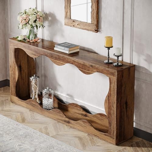 Tribesigns 63 Inches Farmhouse Console Table with Storage, Brown