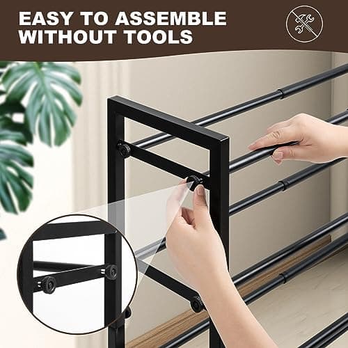 SALADAYS 4-Tier Expandable Shoe Rack, Durable Metal Storage Organizer (Black)