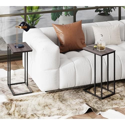 WLIVE C-Shaped Side Table Set, A-Grey, for Small Spaces