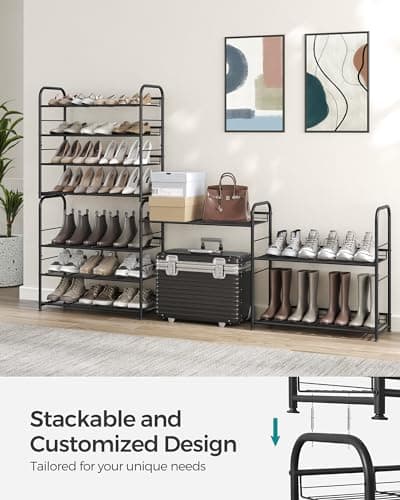 SONGMICS 4-Tier Metal Shoe Organizer, Holds 20 Pairs, Black