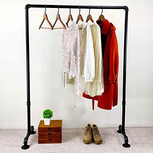 Vintage Black Steampunk Iron Pipe Clothing Rack,Heavy Duty Hanging Display