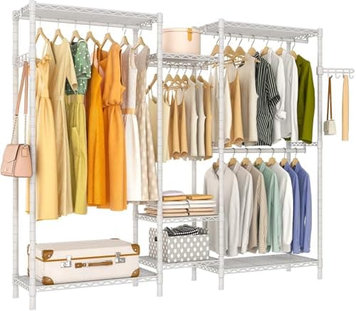 Black Heavy Duty 3-Tier Metal Wire Closet Organizer with 2 Rods, Max 800LBS Load