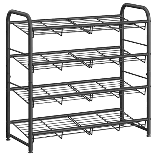 SONGMICS 4-Tier Metal Shoe Organizer, Holds 20 Pairs, Black