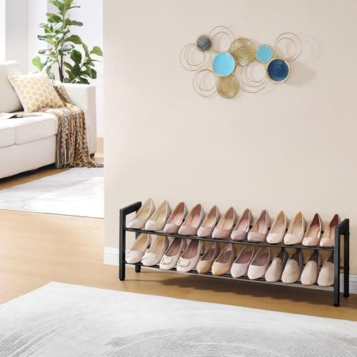 FAVOOSTY 2-Tier Expandable Shoe Rack, Black