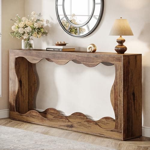 Tribesigns 63 Inches Farmhouse Console Table with Storage, Brown