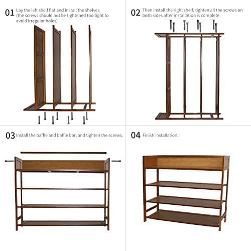 Brown 4-Tier Bamboo Shoe Rack Organizer