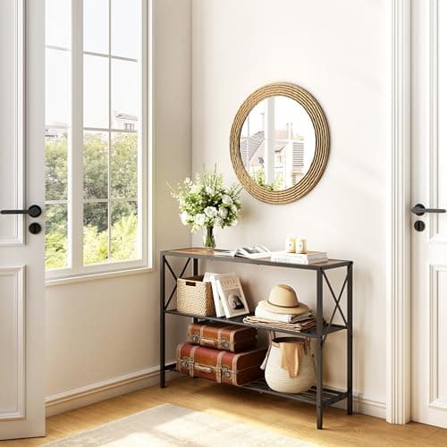 Hoctieon Industrial 3-Tier Console Table for Entryway and Hallway