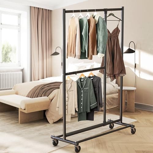 Black Adjustable Garment Rack, 72-inch Height - Simple Houseware