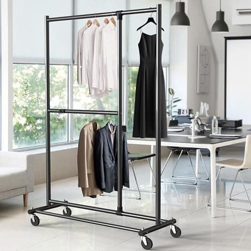 Black Adjustable Garment Rack, 72-inch Height - Simple Houseware