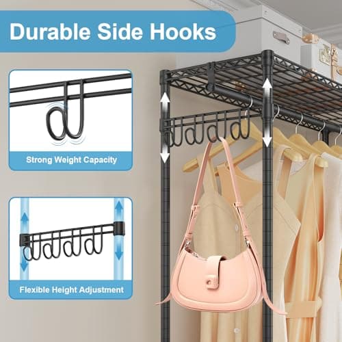 Vipek L4S Corner L-ShapedClothing Rack, Black, Heavy Duty, 810LBS Max Load