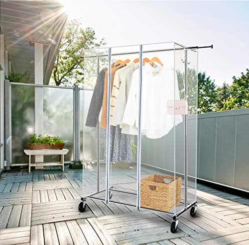 GREENSTELL Heavy Duty Rolling Clothes Rack with Brakes, Industrial Grade Sturdy Metal (59x24x63 inch)
